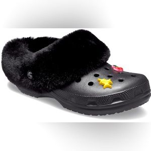 Croc mammoth furry clogs.  Size 9.  Black.